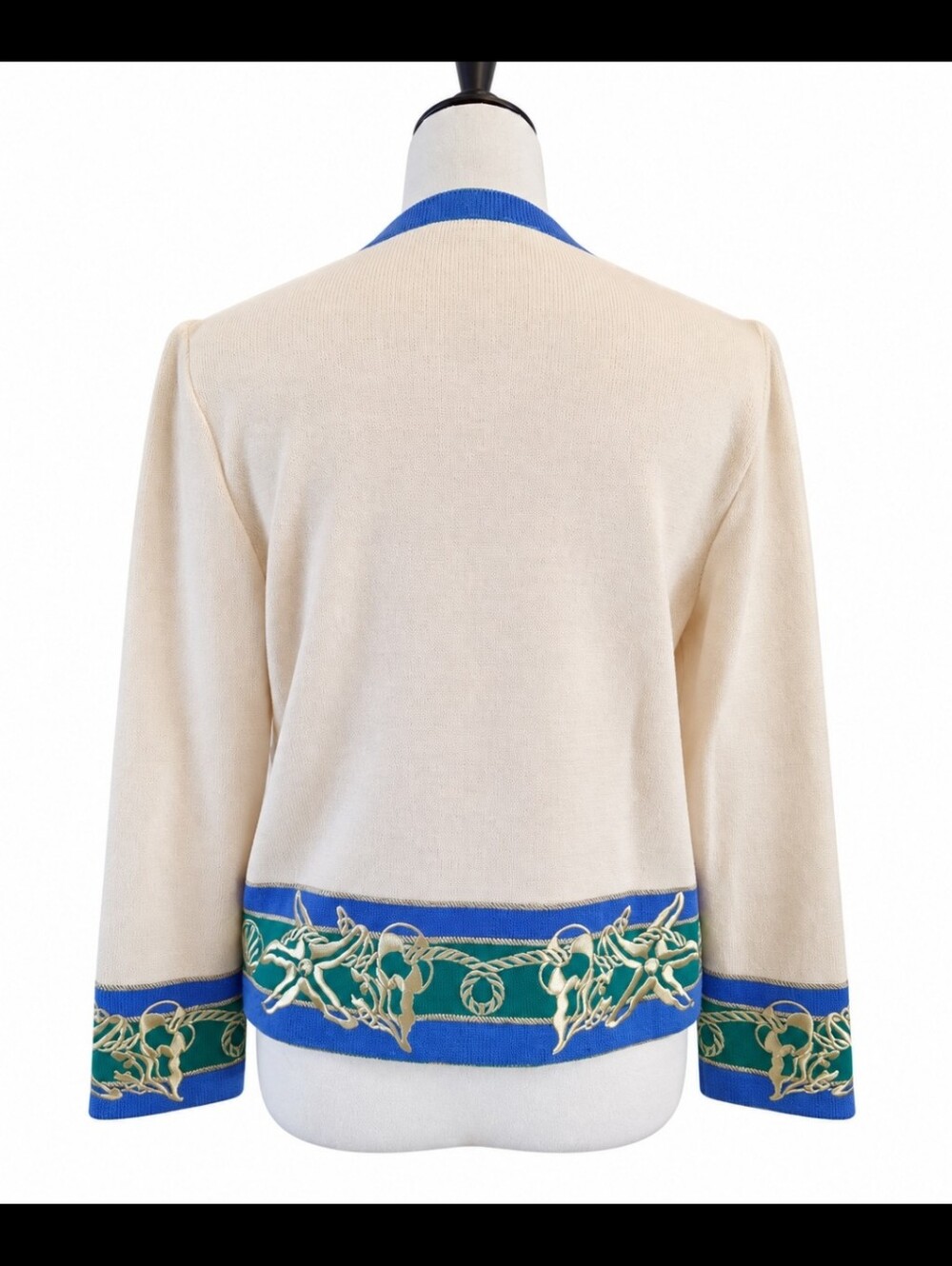St John Marie Gray Vintage Santana Knit Nautical Cardigan Starfish Size 4 - Picture 4 of 11